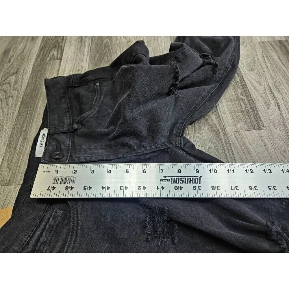 (3/$35) Refuge Size 4 Pockets Fringe Hem Distressed Black Grey Denim‎ Jeans